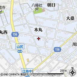 愛知県江南市山尻町本丸周辺の地図