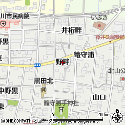 愛知県一宮市木曽川町黒田野畔周辺の地図