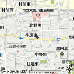 愛知県一宮市木曽川町黒田往還東102周辺の地図