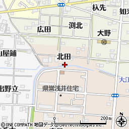 愛知県一宮市浅井町尾関池田周辺の地図