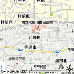愛知県一宮市木曽川町黒田（北野黒）周辺の地図