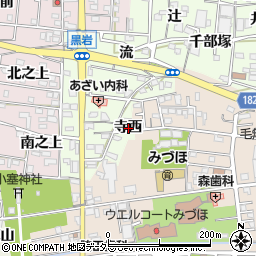 愛知県一宮市浅井町黒岩寺西周辺の地図