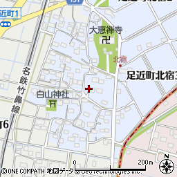 岐阜県羽島市足近町北宿周辺の地図
