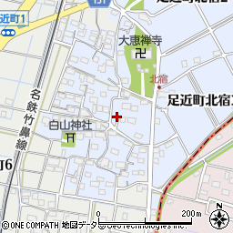 岐阜県羽島市足近町北宿周辺の地図