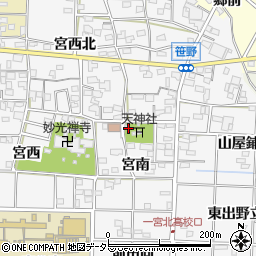 愛知県一宮市笹野周辺の地図