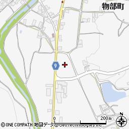 京都府綾部市物部町北車田周辺の地図