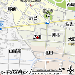 愛知県一宮市浅井町大野広田周辺の地図