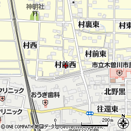 愛知県一宮市北方町曽根村前西周辺の地図