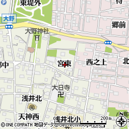 愛知県一宮市浅井町大野宮東周辺の地図