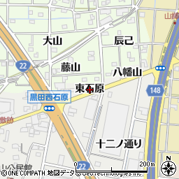 愛知県一宮市木曽川町黒田東石原周辺の地図
