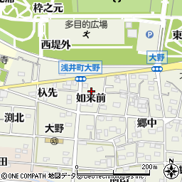 愛知県一宮市浅井町大野如来前周辺の地図