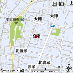 愛知県一宮市木曽川町里小牧宮東周辺の地図