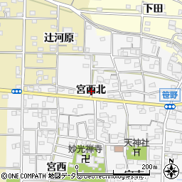 愛知県一宮市笹野宮西北周辺の地図