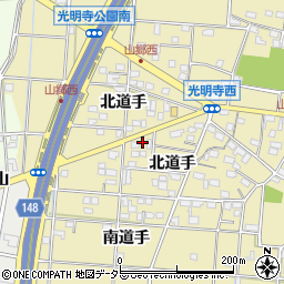 愛知県一宮市光明寺北道手257周辺の地図