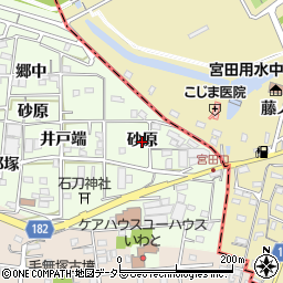 愛知県一宮市浅井町黒岩（砂原）周辺の地図