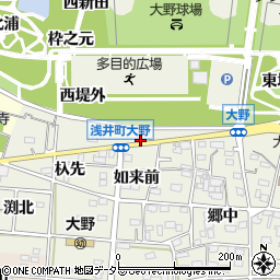 愛知県一宮市浅井町大野如来裏周辺の地図