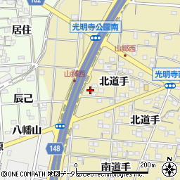 愛知県一宮市光明寺北道手124周辺の地図
