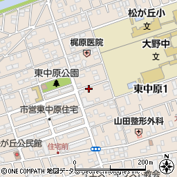 神奈川県平塚市東中原周辺の地図