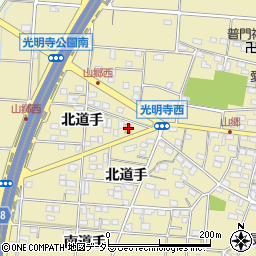 愛知県一宮市光明寺北道手86周辺の地図