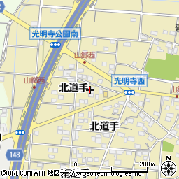 愛知県一宮市光明寺北道手90周辺の地図
