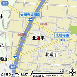 愛知県一宮市光明寺北道手周辺の地図