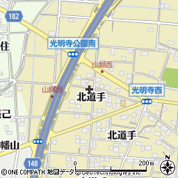 愛知県一宮市光明寺北道手95周辺の地図