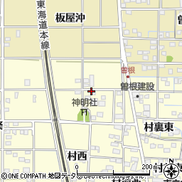 愛知県一宮市北方町曽根村裏西周辺の地図