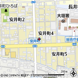 岐阜県大垣市安井町周辺の地図