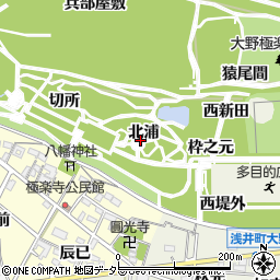 愛知県一宮市浅井町極楽寺北浦周辺の地図