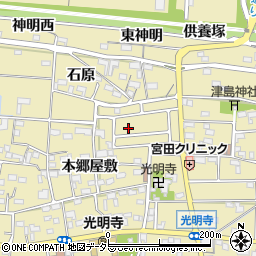 愛知県一宮市光明寺石原1-3周辺の地図