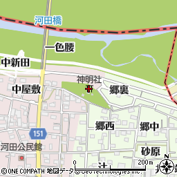 愛知県一宮市浅井町河田神明社631周辺の地図
