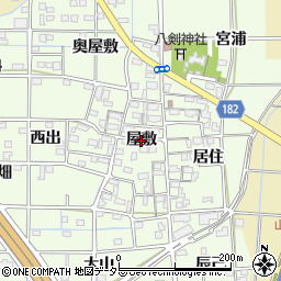 愛知県一宮市更屋敷（屋敷）周辺の地図