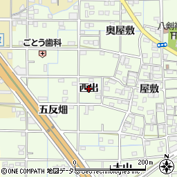 愛知県一宮市更屋敷（西出）周辺の地図