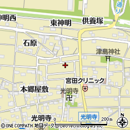 愛知県一宮市光明寺石原1-22周辺の地図