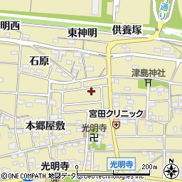 愛知県一宮市光明寺石原1-23周辺の地図
