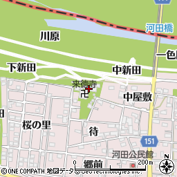愛知県一宮市浅井町河田寺屋敷周辺の地図