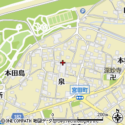 愛知県江南市宮田町泉周辺の地図