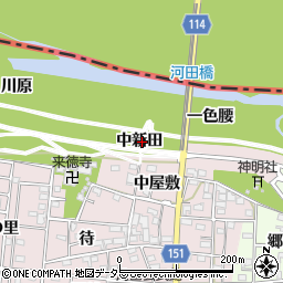 愛知県一宮市浅井町河田（中新田）周辺の地図