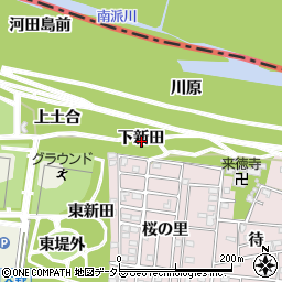 愛知県一宮市浅井町河田（下新田）周辺の地図