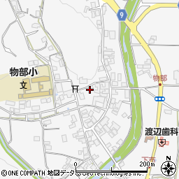 京都府綾部市物部町西町筋周辺の地図