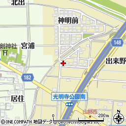 愛知県一宮市光明寺出来野98周辺の地図