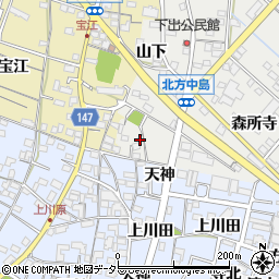 愛知県一宮市北方町中島山下周辺の地図