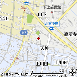 愛知県一宮市北方町中島（山下）周辺の地図