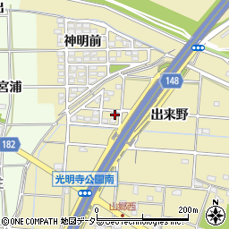 愛知県一宮市光明寺出来野88周辺の地図