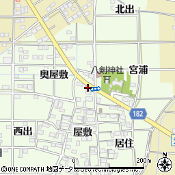 愛知県一宮市更屋敷屋敷1086周辺の地図