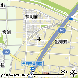 愛知県一宮市光明寺出来野63周辺の地図