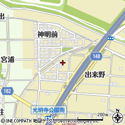 愛知県一宮市光明寺出来野61周辺の地図