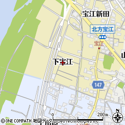 愛知県一宮市北方町北方（下宝江）周辺の地図