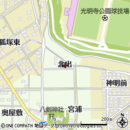 愛知県一宮市更屋敷北出周辺の地図