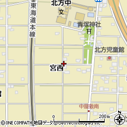 愛知県一宮市北方町北方宮西周辺の地図